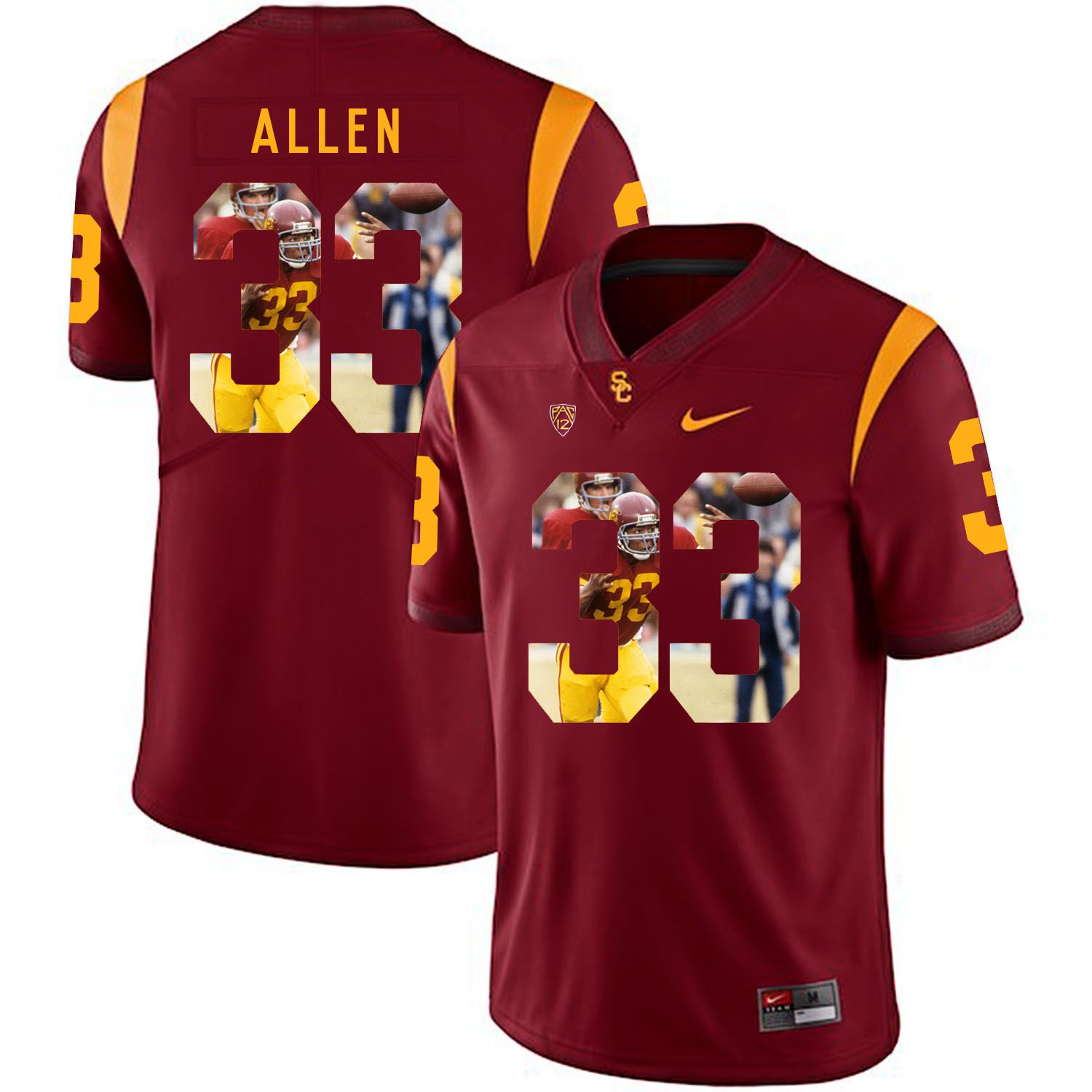 Men USC Trojans #33 Allen Red Fashion Edition Customized NCAA Jerseys
